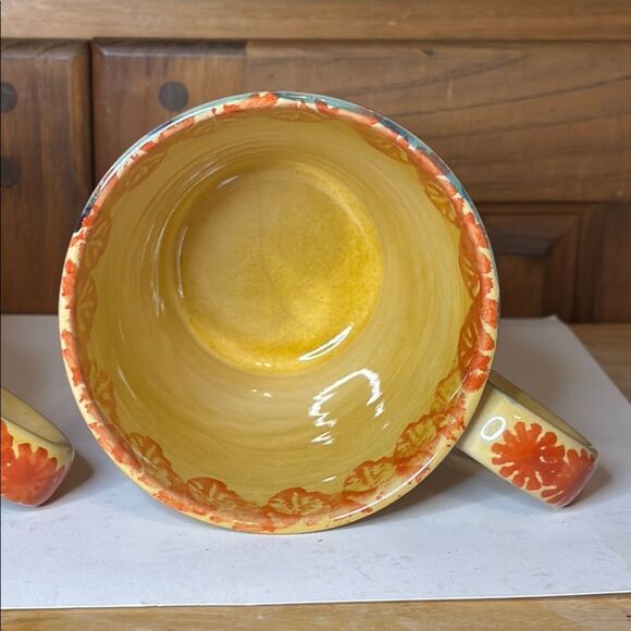 Vintage Italica ARS Handcrafted Strawberry and Floral Pattern Mugs - Set of 2 - Picture 9 of 11